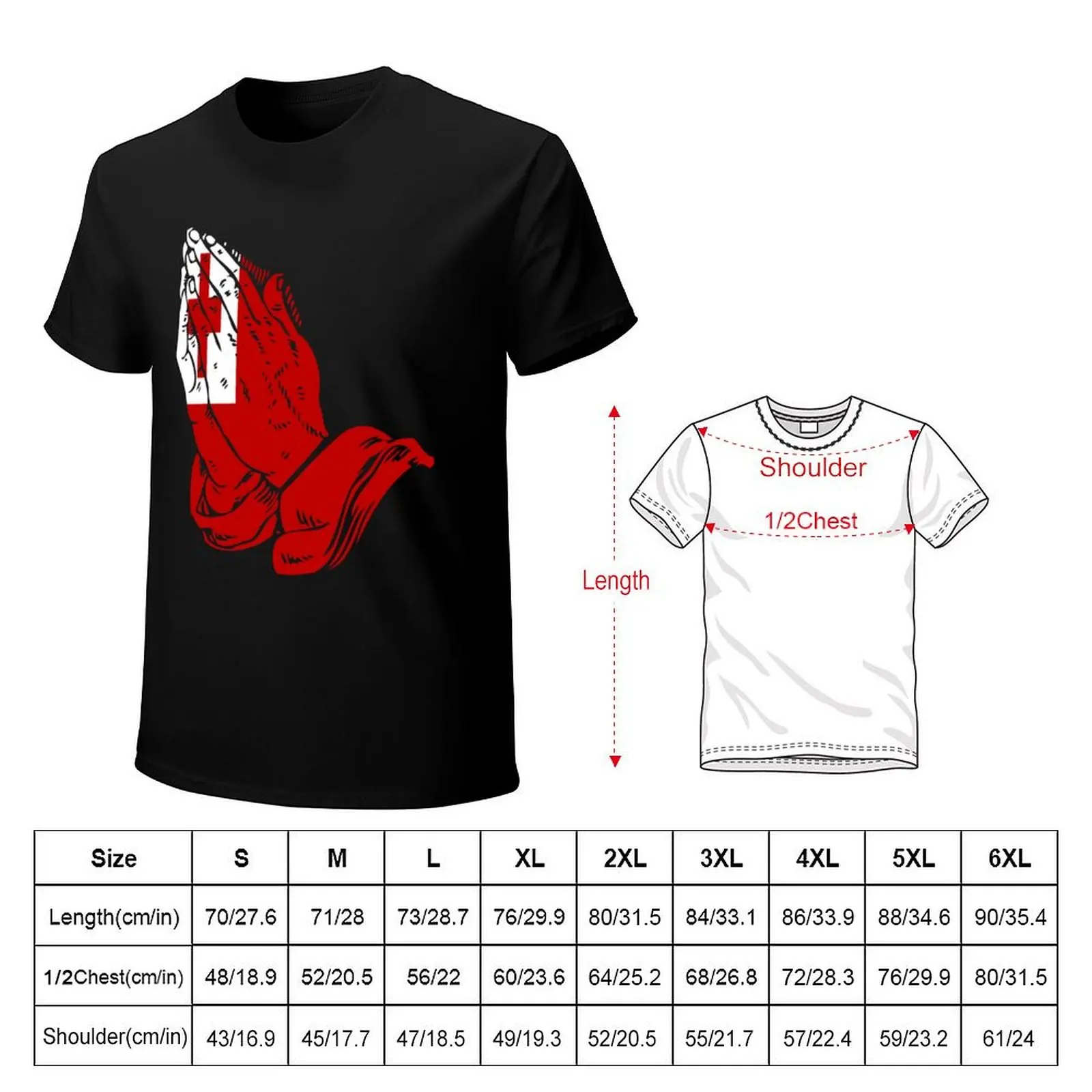 Tonga Praying Hands Flag Gift For Tongan T-Shirt Plus Size All Match Tee Shirt