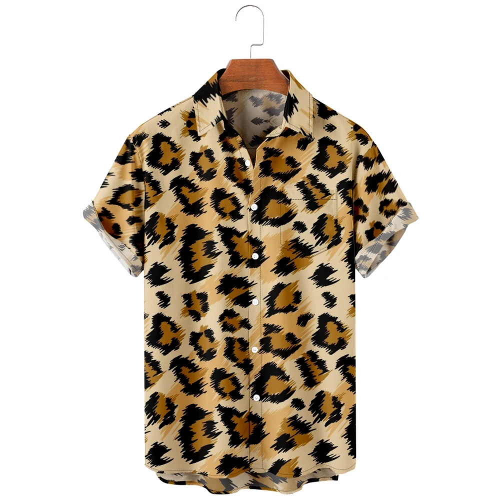 

Men's Hawaiian Shirt loose top 3D Leopard Print print men's shirt fashion shirt men's T-shirt breathable summer short sleeve