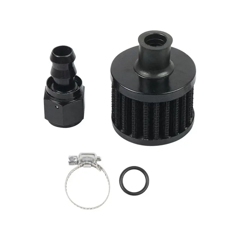ABIB -Universal 12Mm Small Motorcycle Cold Air Intake Filter Kit Crank Case Vent Cover Breather With Push Ends Straight AN8