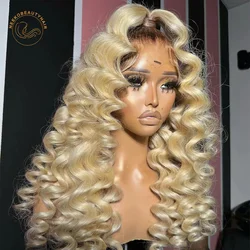 Ombre Blonde Colored Curly Lace Front Human Hair Wig Honey Blonde Color 613 13x6 HD Transparent Lace Frontal Wigs For Women