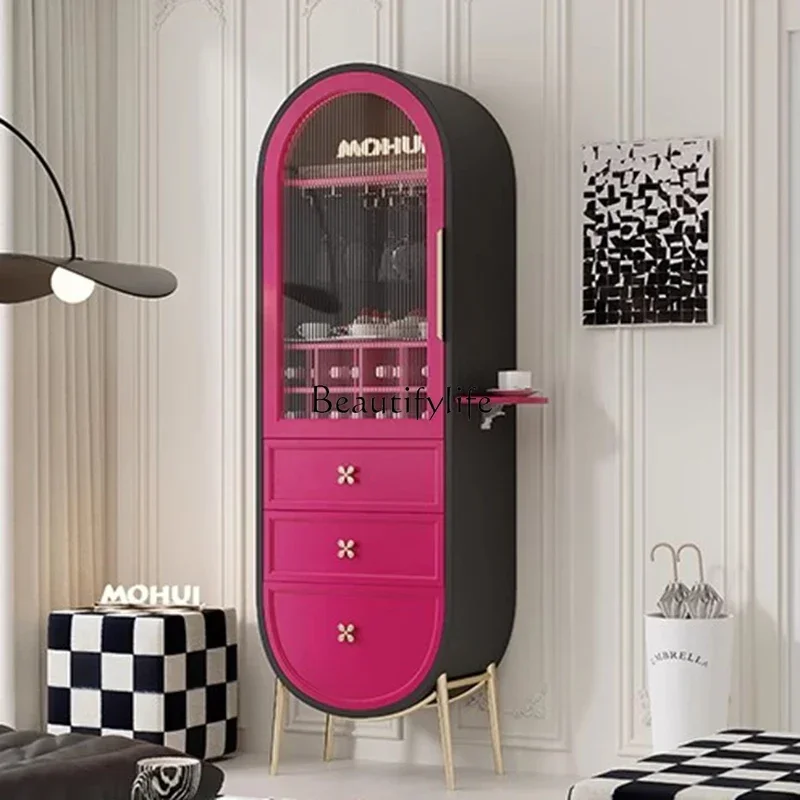 

yj5 Multifunctional Designer Bar Cabinet Shelves Mobile Kitchen Wine Cabinet Wood Partitions Modern Estante Living Room