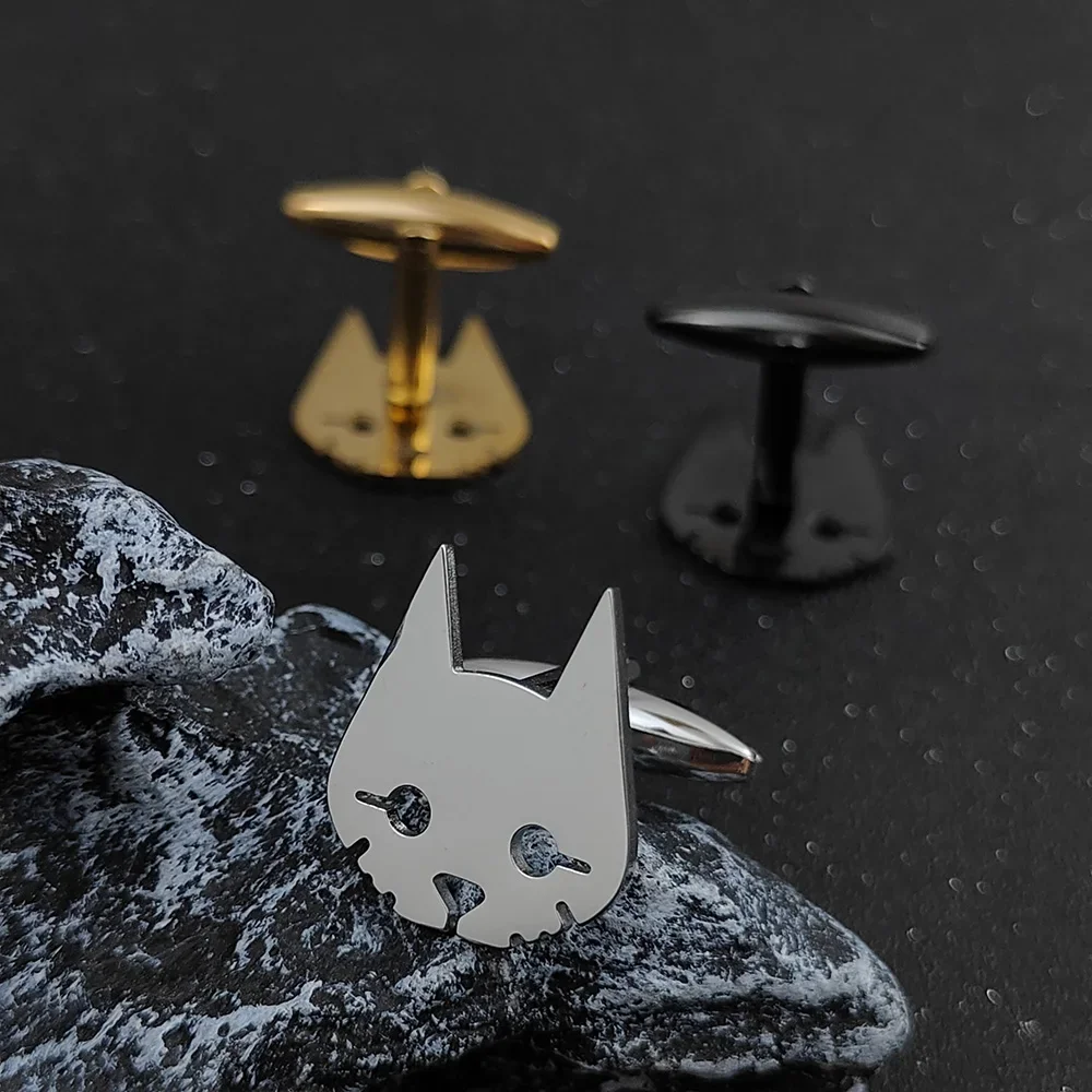 Stainless Steel Cat Animal Butterfly Cufflinks Men Shirt Buttons Ties for Men's Fish Bones Clothes Decorative Cuff Links Jewelry