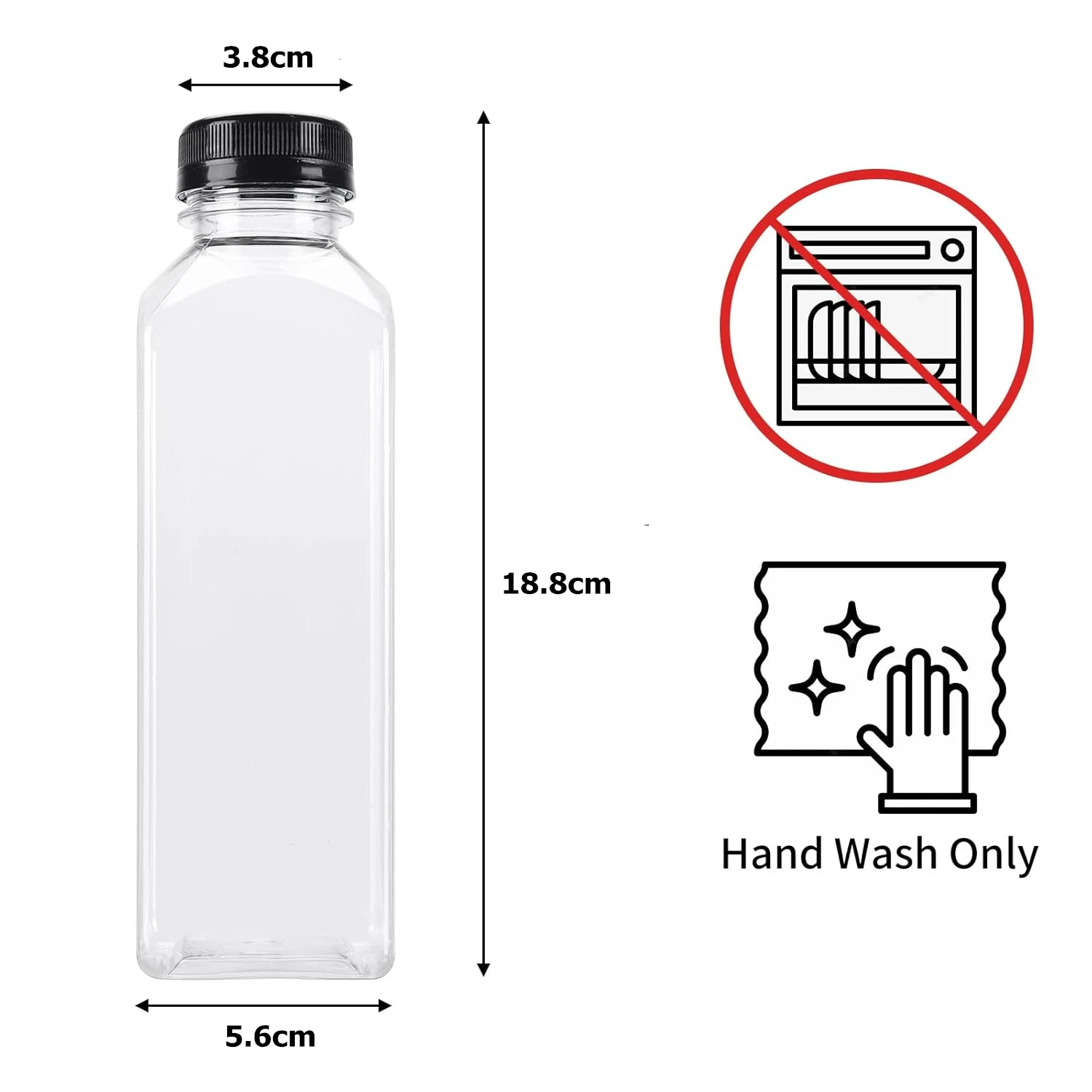 LMETJMA 500ML Juice Bottles PET Plastic Juicing Bottles with Caps Reusable Clear Bulk Beverage Containers for Juice Milk JT282