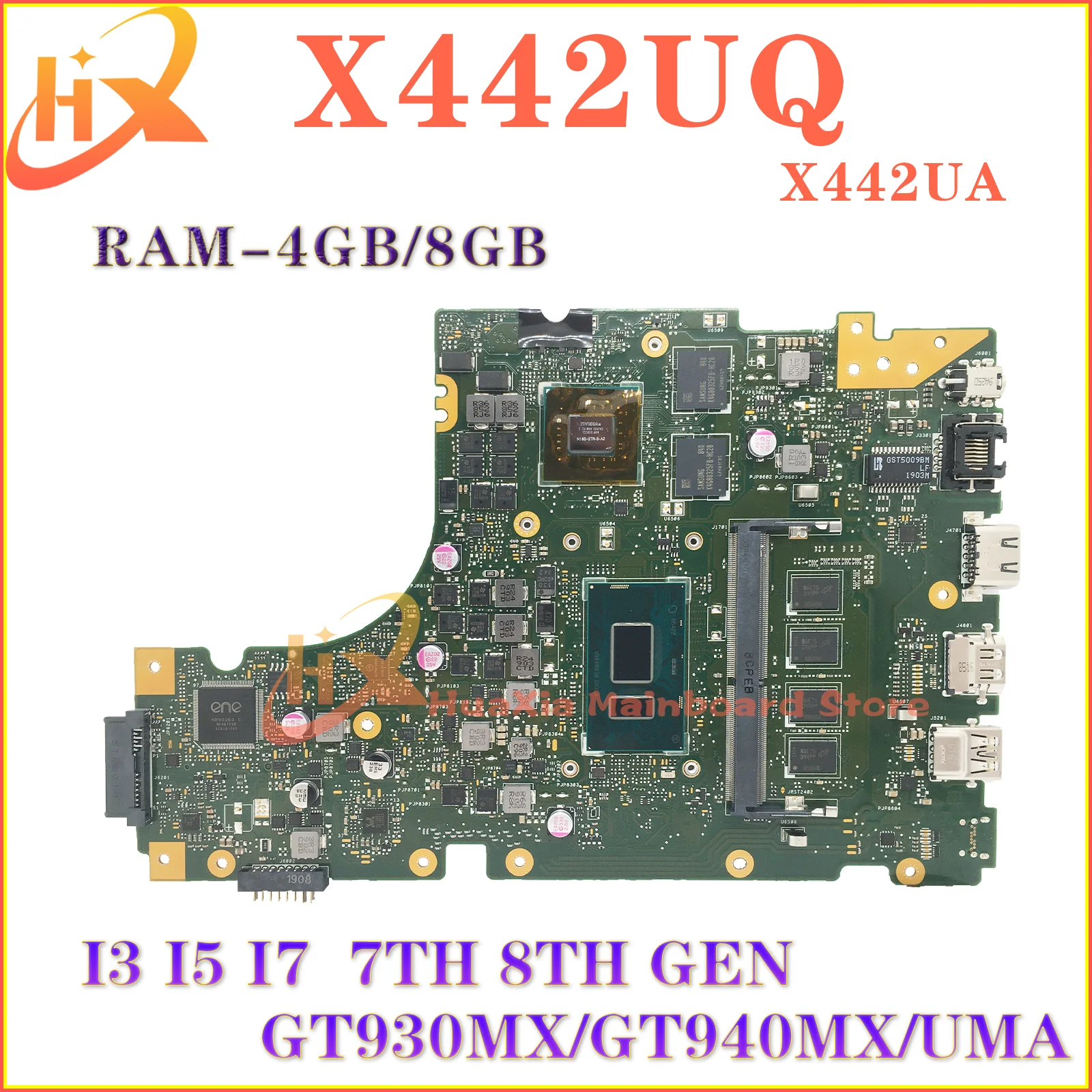 

X442UQ MAINboard For ASUS Vivobook X442UQR X442UF X442UNR X442URR X442UA 4G/8G RAM I3 I5 I7 GT930MX GT940MX Laptop Motherboard