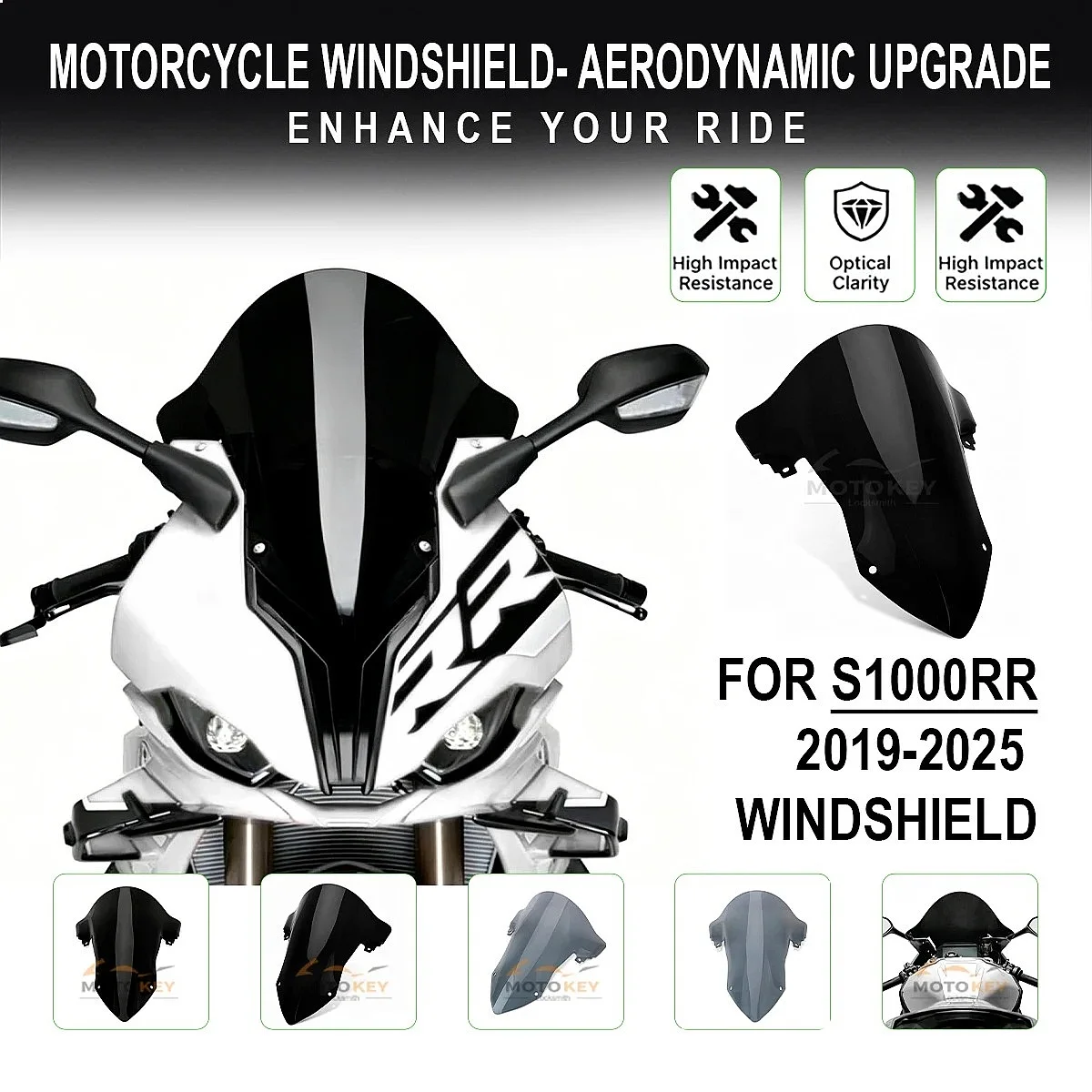 New FOR S1000RR 2019-2025 Windshield Windscreen Wind Deflector Spoiler Protector Motorcycle Accessory for S1000RR R R