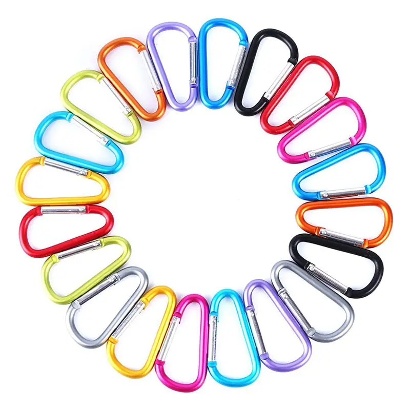 80Pcs D-Ring Locking Carabiner Keychain Spring Clip Lock Carabiner Hook Outdoor Camping Equipmengt-AT64