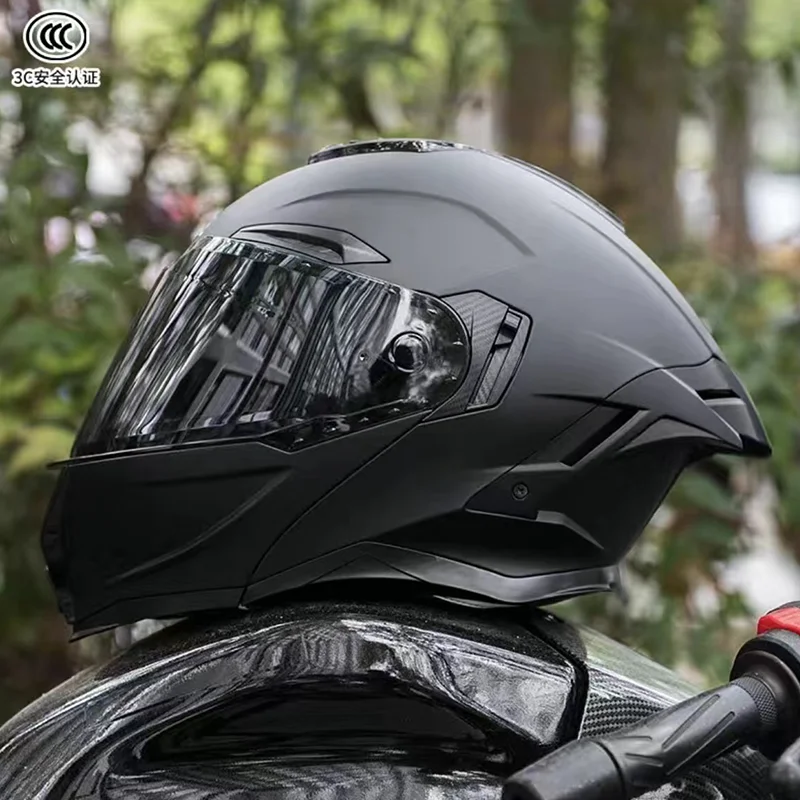 Casco de cara completa con doble visera para motocicleta, protector de cabeza Modular con doble lente abatible hacia arriba, para carreras de Motocross, DOT