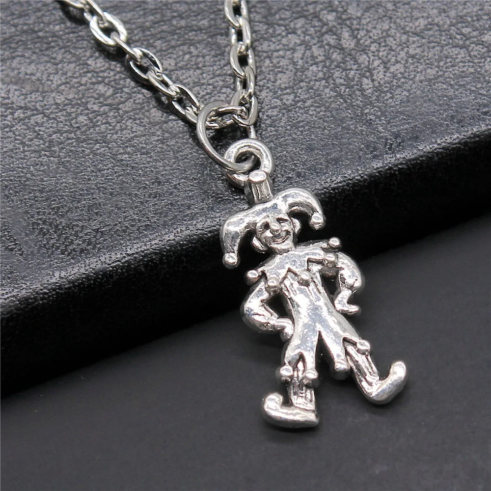 Dropshipping 2 Colors 24x12mm Clown Funny People Harlequin Pendant Necklace Jewelry For Women