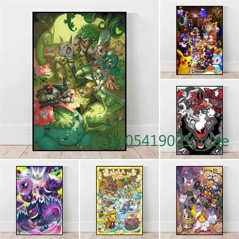 

Pokemon Peripherals Pikachu Gyarados Squirtle Charmander HD Posters Wall Art Prints Living Room Decor Canvas Painting Kids Gifts