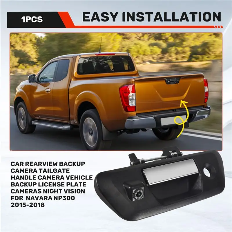 A09E-Car Rearview Backup Camera Tailgate Handle Camera Vehicle Backup License Plate Cameras Night Vision For NISSAN NAVARA NP300