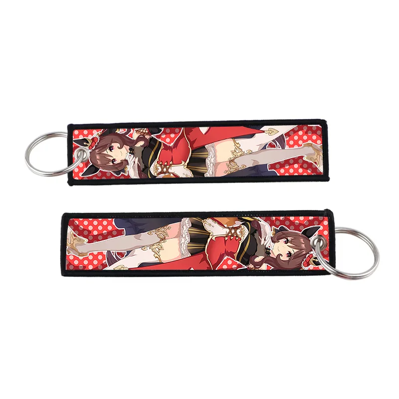 Uma Musume Pretty Derby Anime Jet Tag Keychain Fabric Key Strap with Character Print Double-Sided Lanyard Keyrings for Backpack view 4