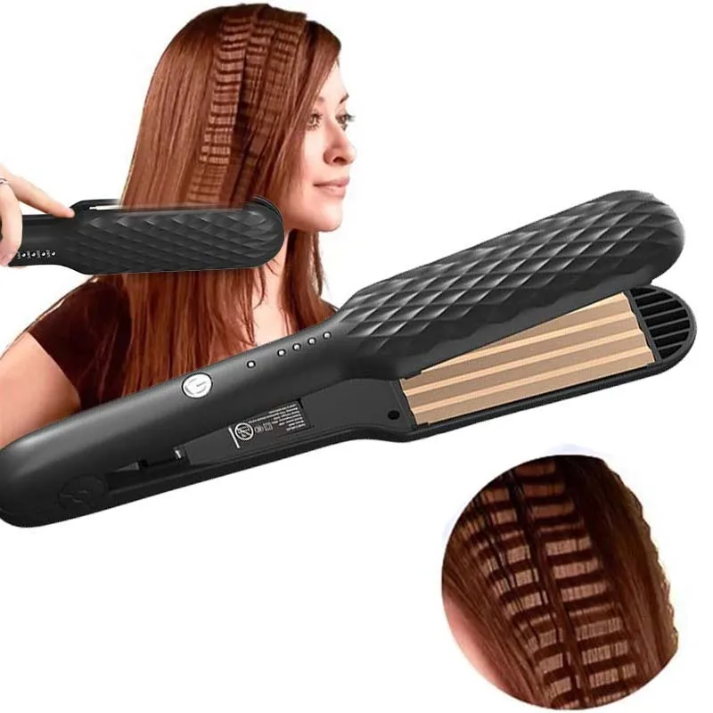

Rofessional Electric Flat Iron Adjustable Temperature Corn Splint Lattice Fluffy Tin Paper Pad Hair Root Ironing Styling Tool