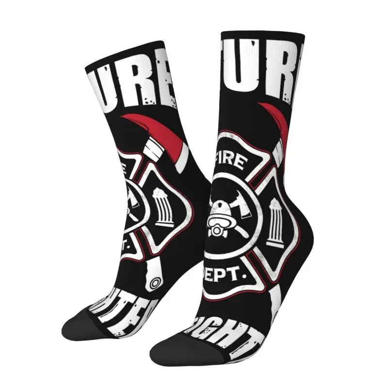 Future Firefighter Men's Crew Socks Unisex Funny Fire Rescue Fireman Spring Summer Autumn Winter Dress Socks