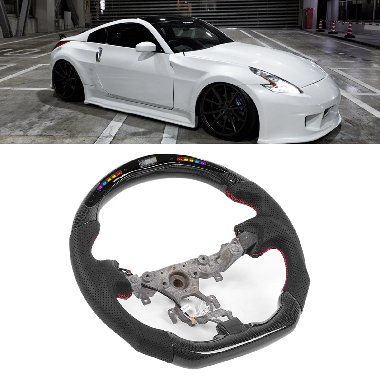 Carbon-Lenkrad, perforiertes NAPPA-LED-Autolenkrad aus Carbon, passend für 370z 2009-2020 Lederlenkrad