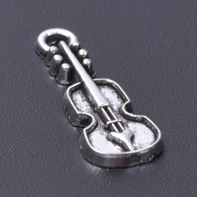 60pcs/Lot Silver Color Violin Charms Musical Instrument Pendant For Necklace Earrings Bracelet Jewelry Making Diy Accessories