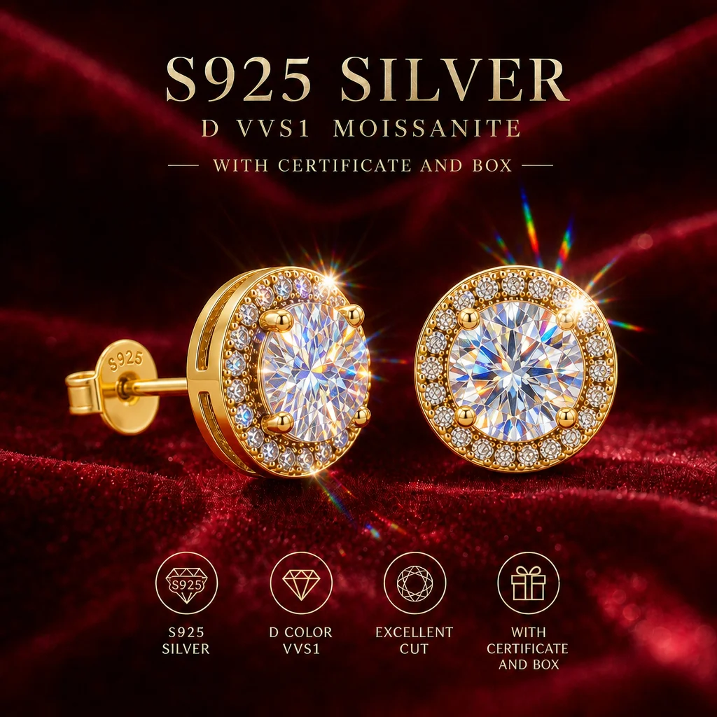Roségoldfarbene D VVS 18K Gold 1,0ct Moissanit-Ohrringe 925 Silber Mit GRA-Zertifikat Modischer Stil Besteht Diamanttest mit Teststift – Detail 3