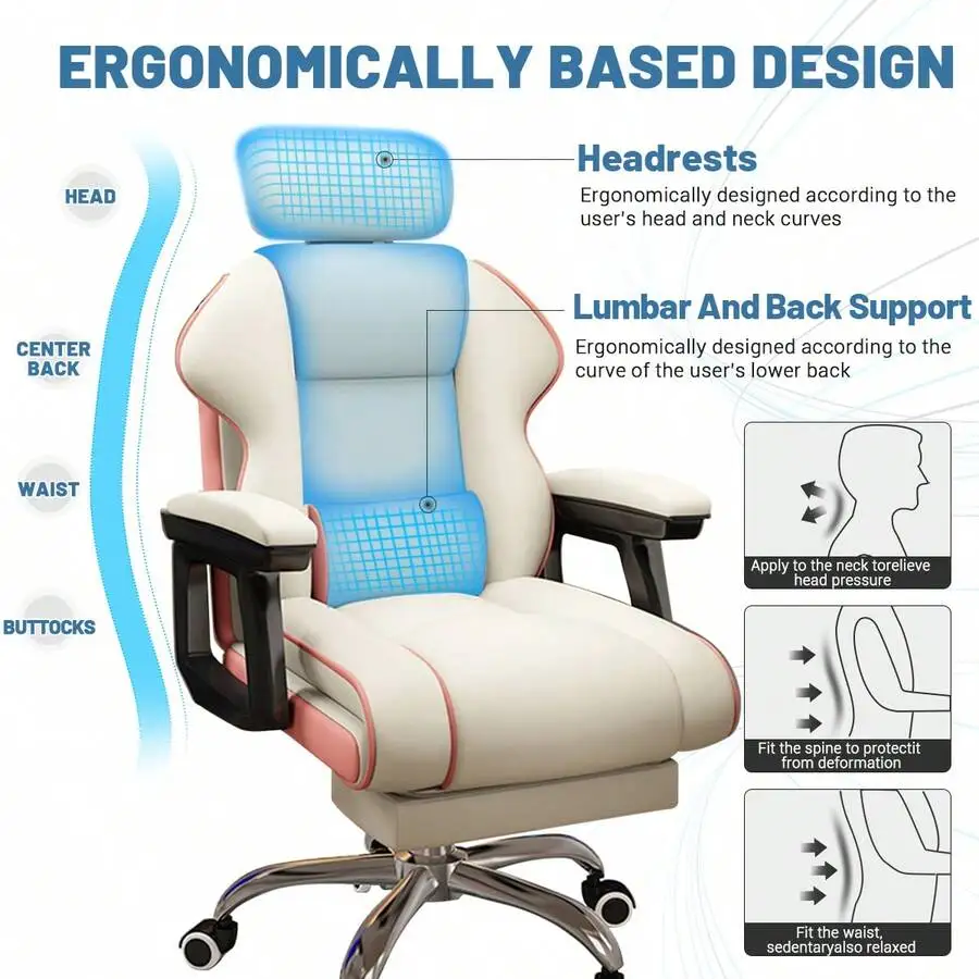 Executive Computer Chair Home Office Desk Chair,Adjustable Angle, Ergonomic Adjustable Height PU Leather Chairs With Cushions Ar