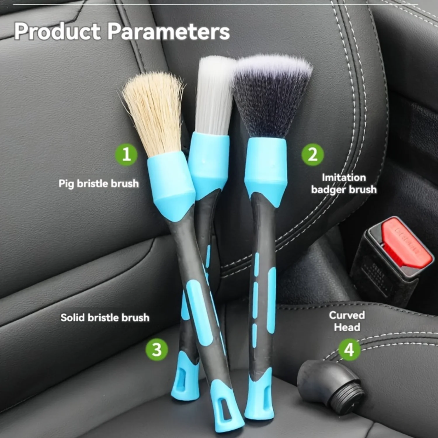 Premium Car Detailing Brush Set - Soft PP Bristles for Scratch-Free Cleaning - Versatile Use on Cars, Kitchens, Bedrooms - Curve