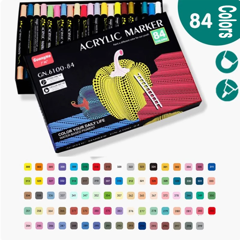 84/12 Colors Dual Tip Acrylic Paint Pens Markers, for Wood, Canvas, Stone, Rock Painting, Glass, Metal Art Supplies Stationery