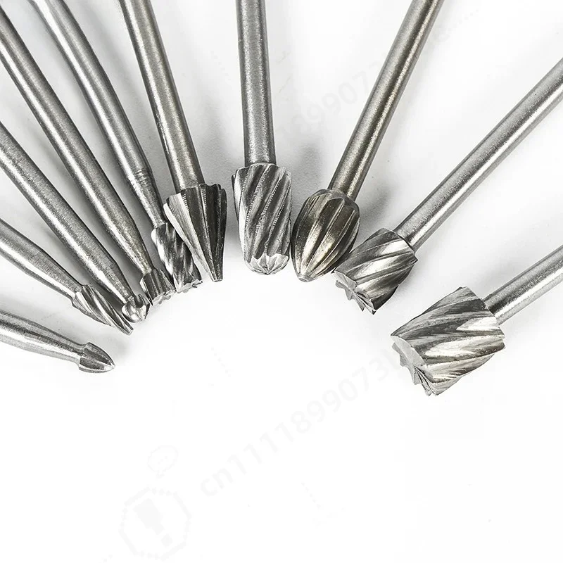 10PCS/Set HSS Rotary Burr Mill Cutter Routing Router Bit  Mini Drill Rotary Tool Accessories Woodworking Metalworking With Box