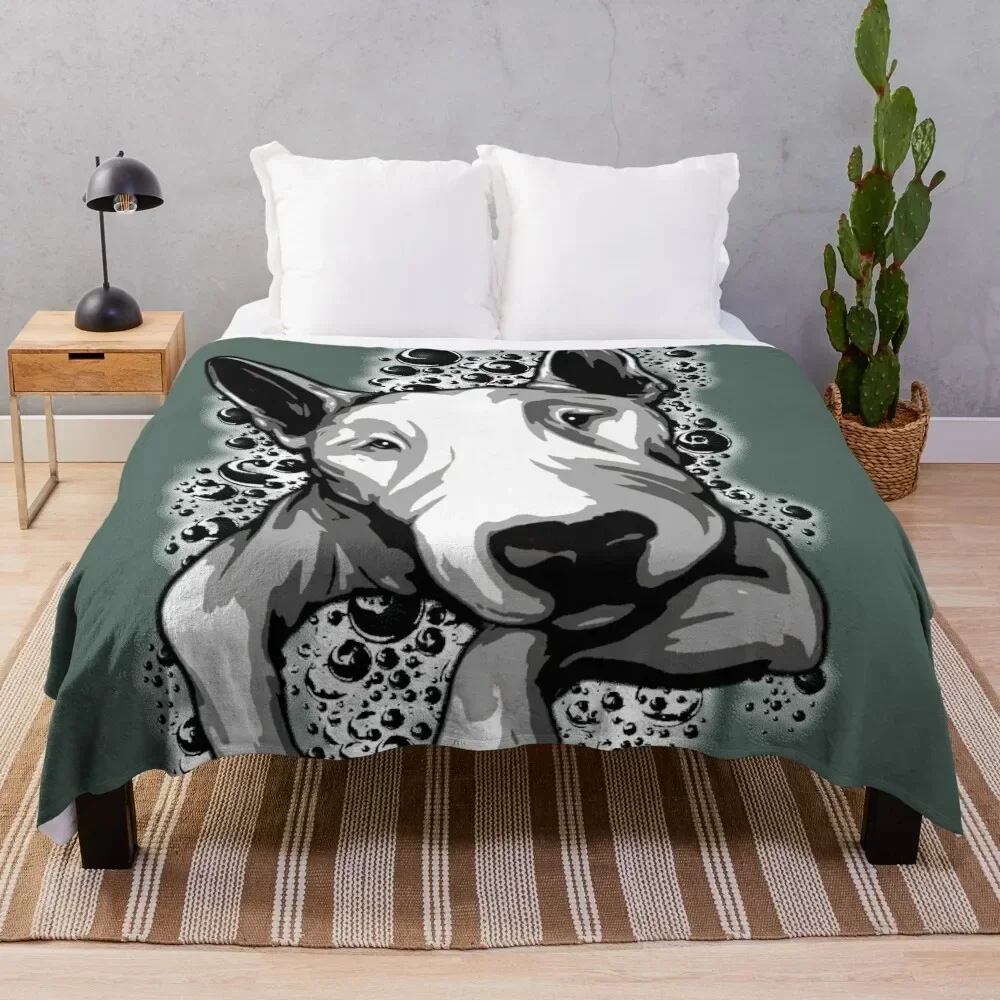 Bull Terrier Bubbles Throw Blanket Luxury Designer Furrys Polar Blankets