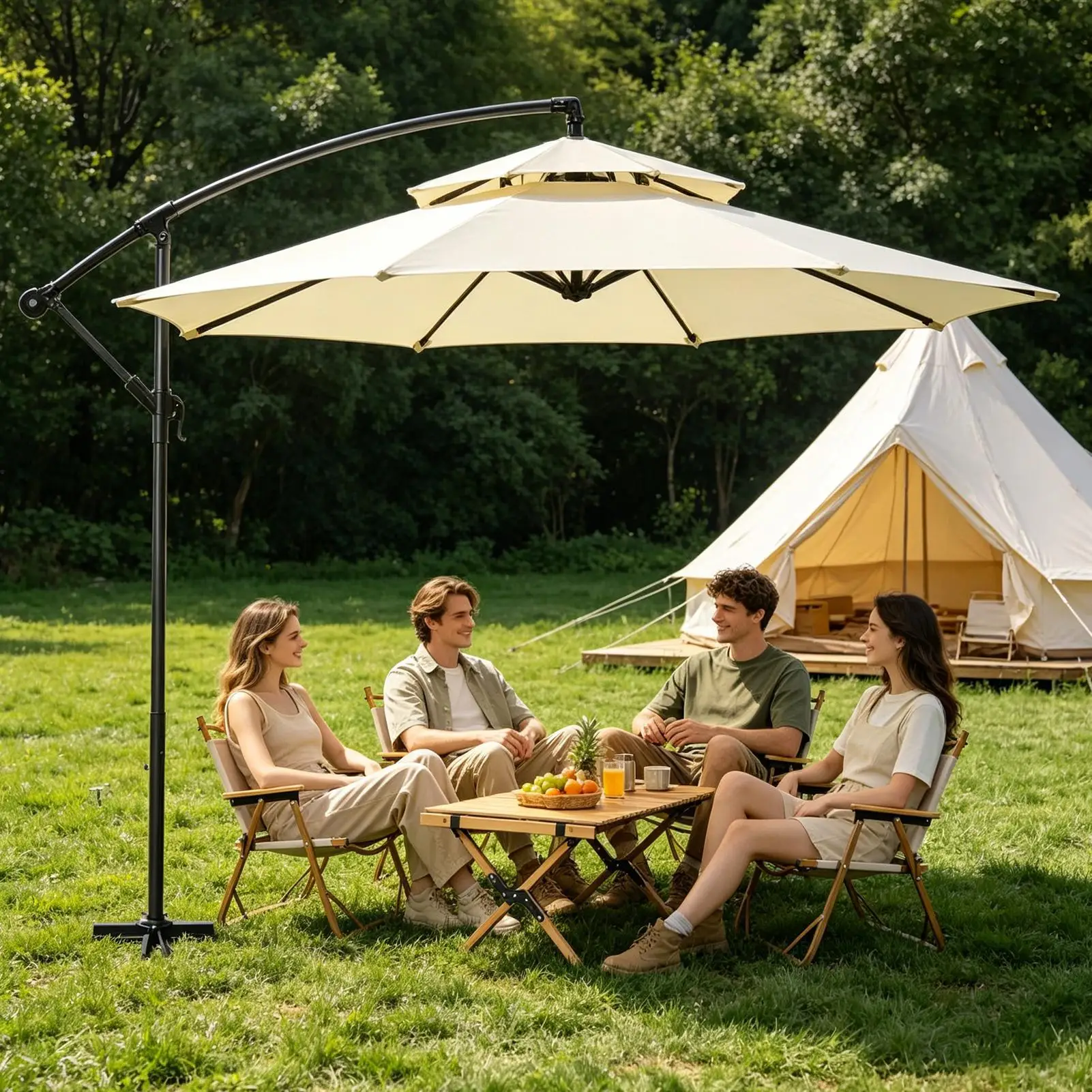 Patio Umbrella Fabric Replacement 8 Ribs Awning Parts 8.8ft Double-layer Parasol Canopy For Backyard Garden Pavilion Swimming