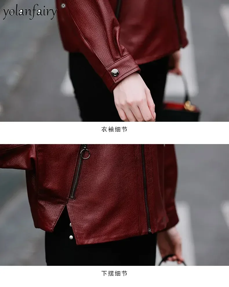 Genuine Leather Jacket Women Clothing Spring New Women's Natural Sheepskin Coat High-end Fashion Stand Collar Loose Large Coats