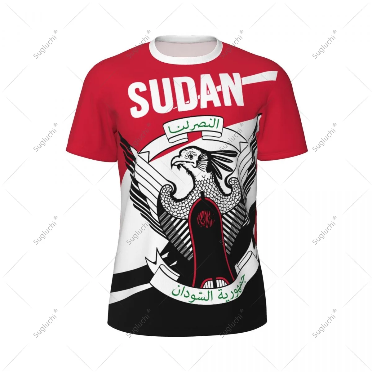 Sudan Flag Men Sports T-shirt Women Tees jersey for Soccer Football Running Bike Tennis Fitness Fans view 2