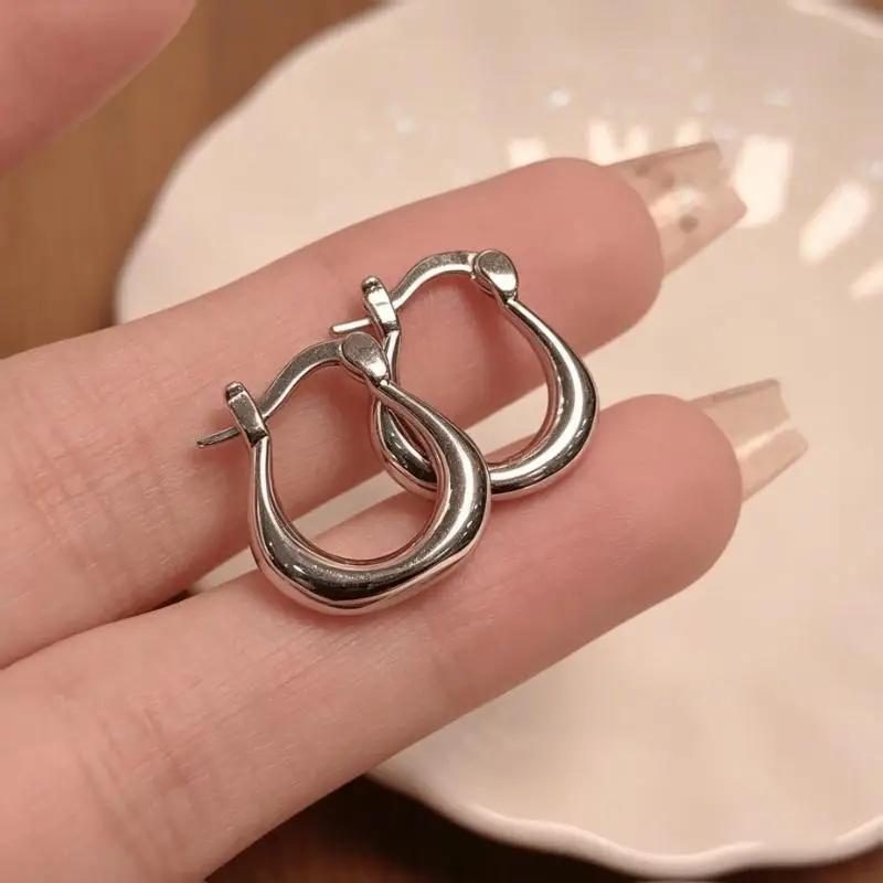 New Minimalist Teardrop Hoop Earrings Hypoallergenic Polished Gold Silver 2Pcs Classic for Wedding Guest Bridesmaid Jewelry Gif