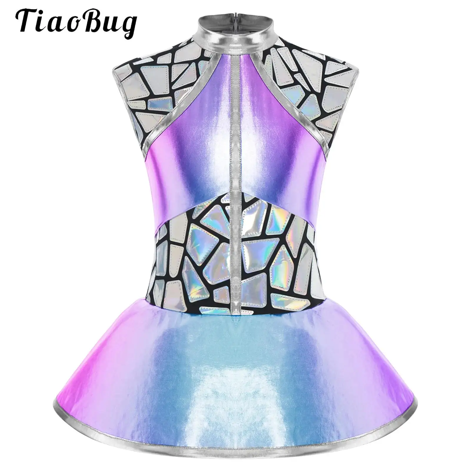 

Metallic Shiny Outerspace Alien Future World Astronaut Costume for Kids Girls Halloween Cosplay Party Carnival Tutu Dance Dress
