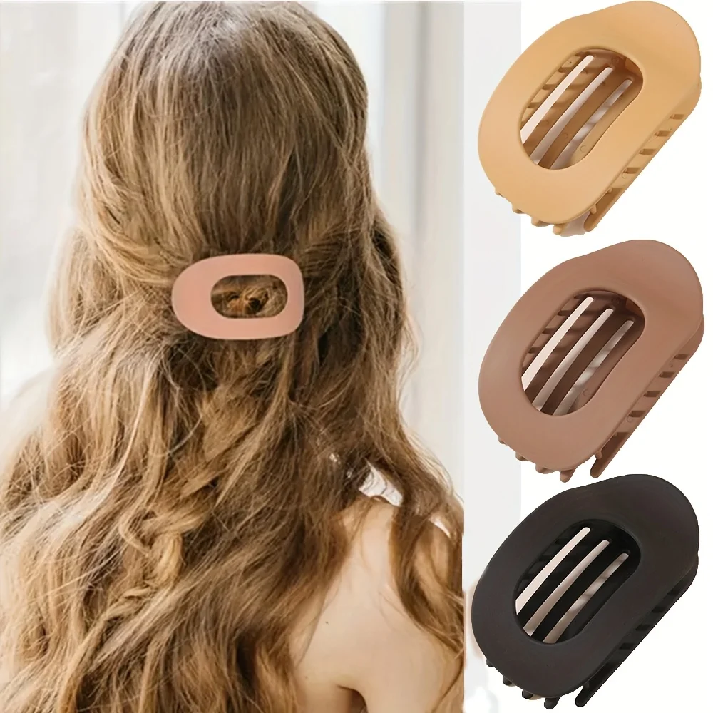 4 Stück/Set Matte Ovale Flache Haarspangen, Minimalistische Matte Gebogene Haarklammern für Frauen und Mädchen mit dickem Haar – Detail 5