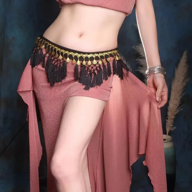 

Solo Belly Dance Accessory Crochet Hip Scarf Tassel Wraps Hand Made Handkerchief Gold Coins Tribal Dance Triangular Belts