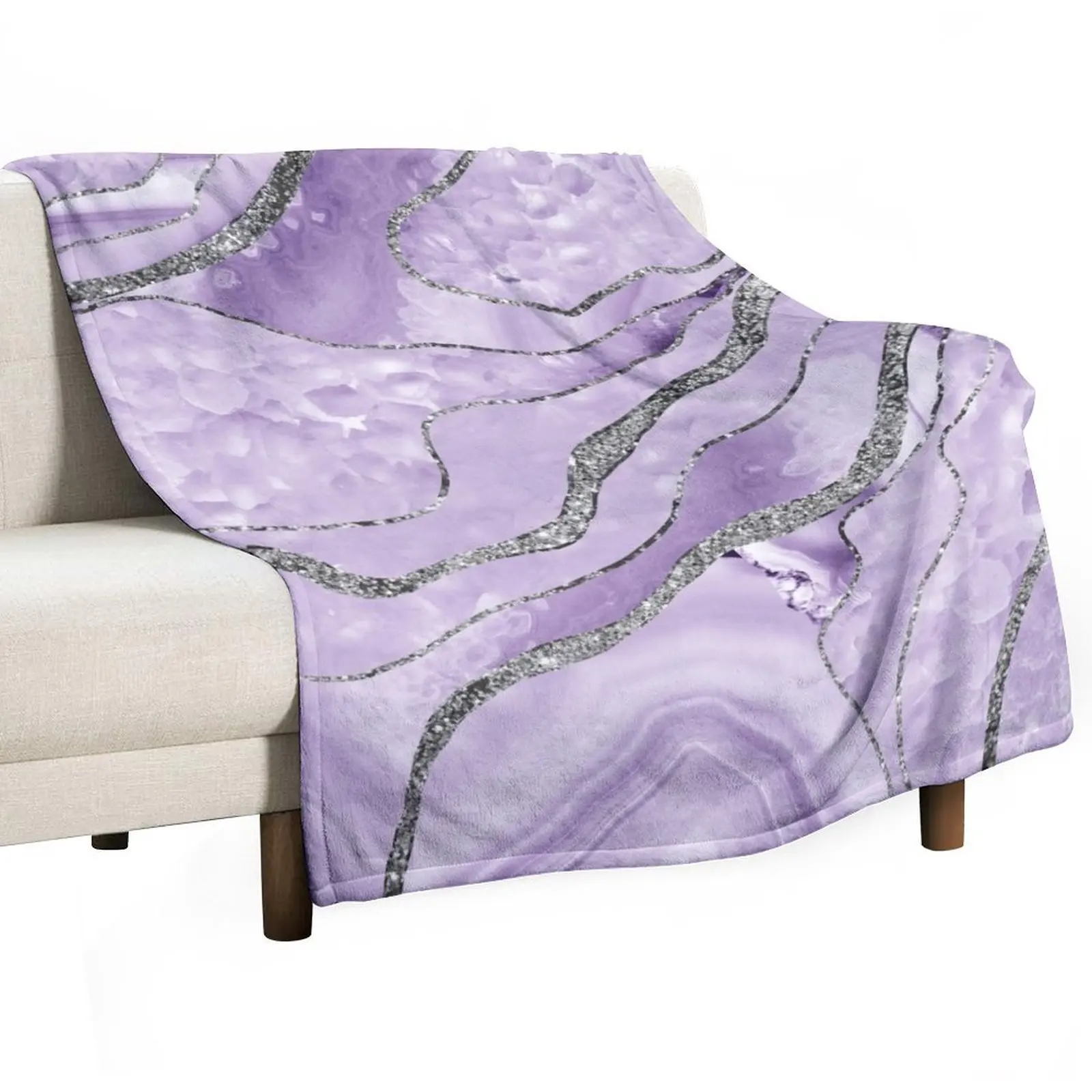 

Lavender Agate Silver Glam #1 (Photo of Glitter Only - Not Reflective) Throw Blanket Luxury Thicken Decorative Throw Blankets