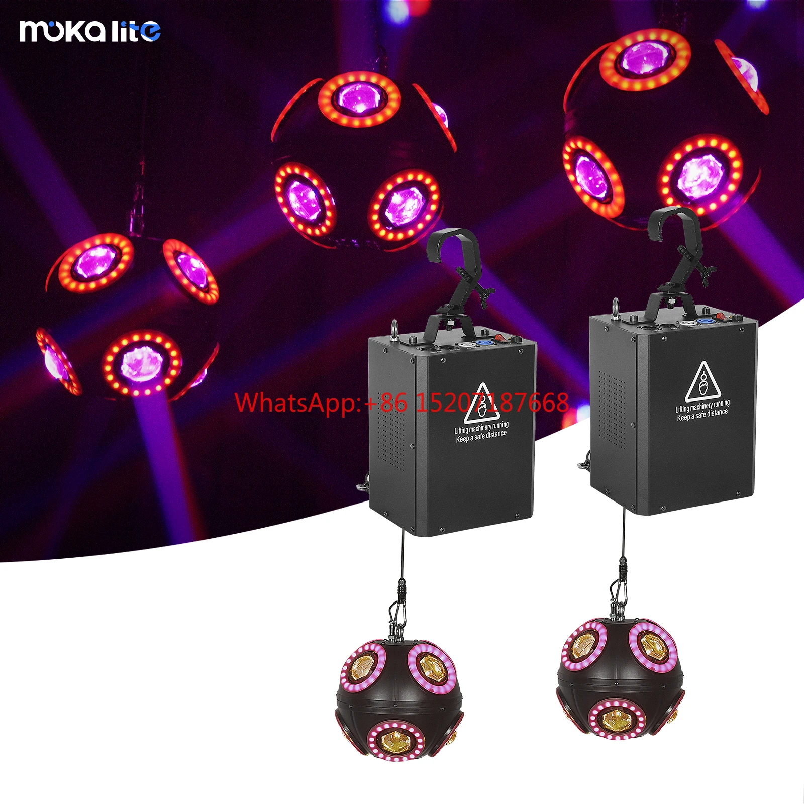 

RGBW LED Light up Football DMX Winch Motor Kinetic Powered Light Balls Art Lighting System for Disco Wedding Stage