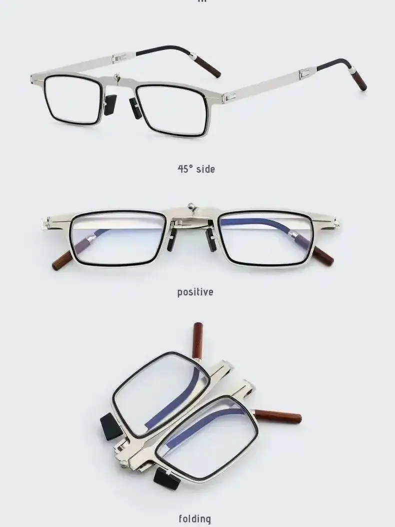 2026 Anti-Blaulicht Faltbare Lesebrille für Herren Augenschutz Handyhalter Optische Brille Ultraleichte Metallbrille – Detail 8