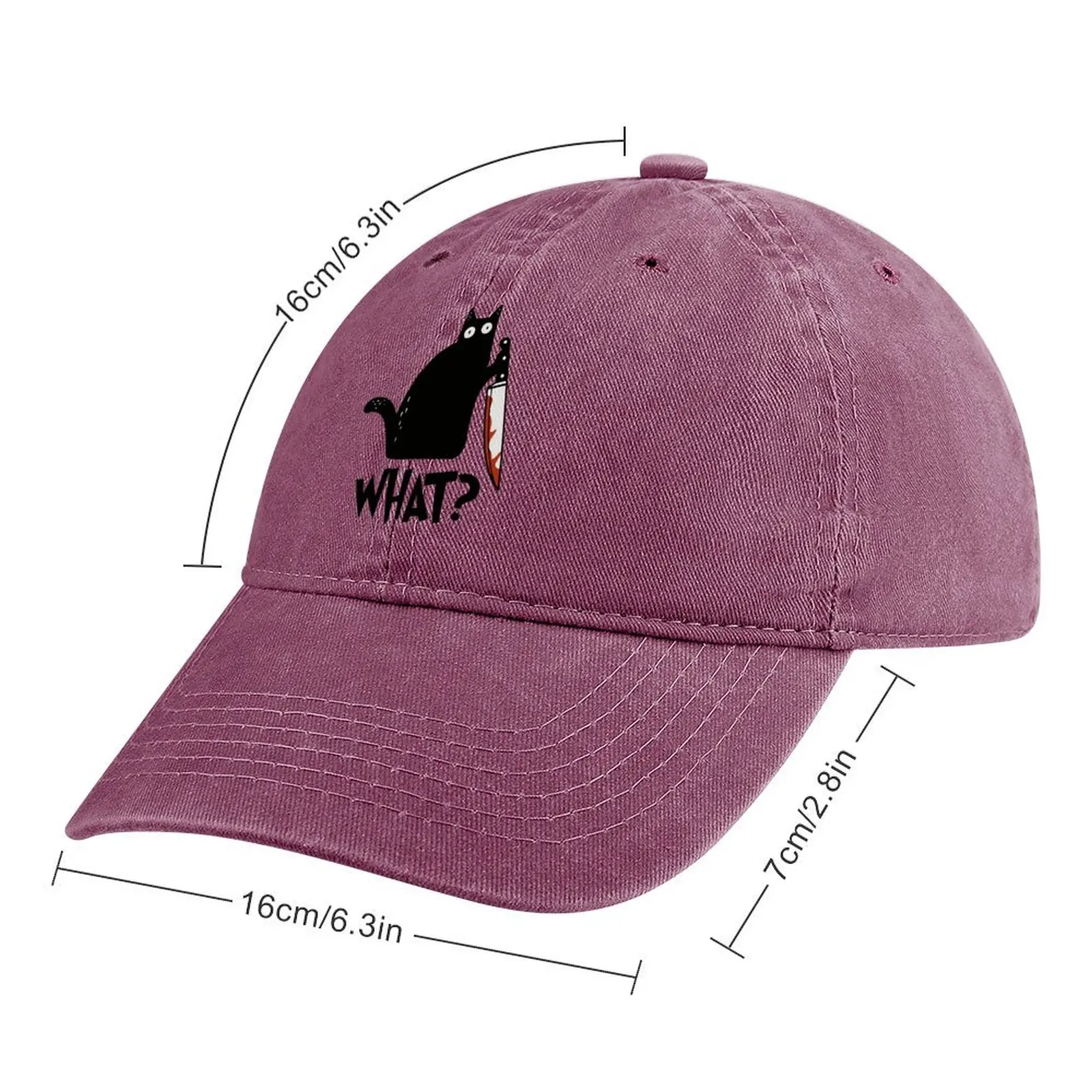 Cat What? Murderous Black Cat With Knife Gift Premium T-Shirt Cowboy Hat Hat Beach birthday tea hats Rugby Hat For Men Women'S