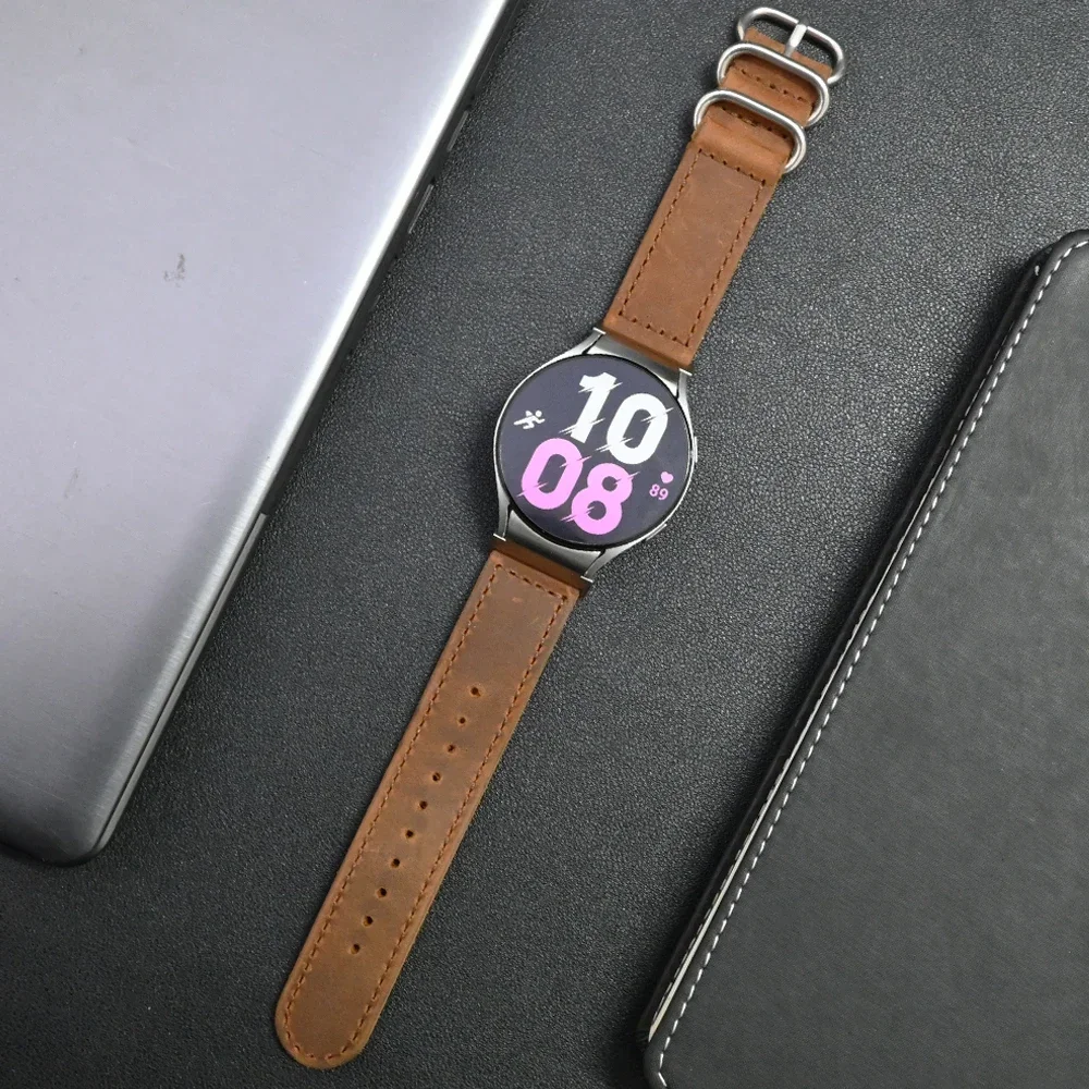 Pulseira de Couro Quick Fit para Samsung Galaxy Watch, Sem Lacunas, Pulseira Clássica, 42, 47mm, 46, 43mm, 6, 5, 4, 40mm, 44mm, 5 Pro, 45 milímetros