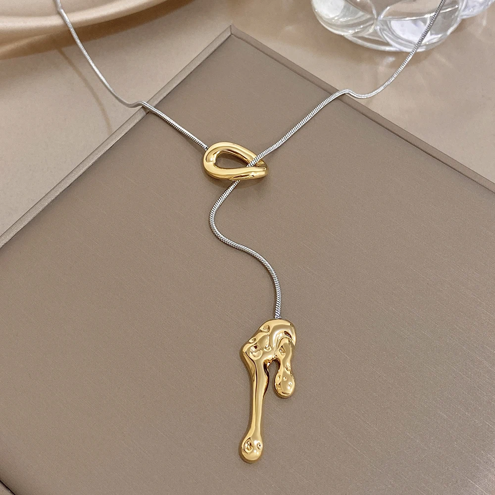 Fashion Stainless Steel Snake Chain Choker Necklace for Women Men Creative Geometric Abstract Charm Necklaces Unique Jewelry