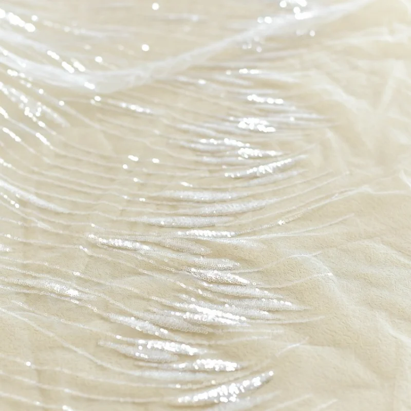 

Sequin Embroidery Lace Mesh Fabric for DIY Sewing Handmade Wedding Dress Decorative Accessories Clothing Fashion Material Cloth