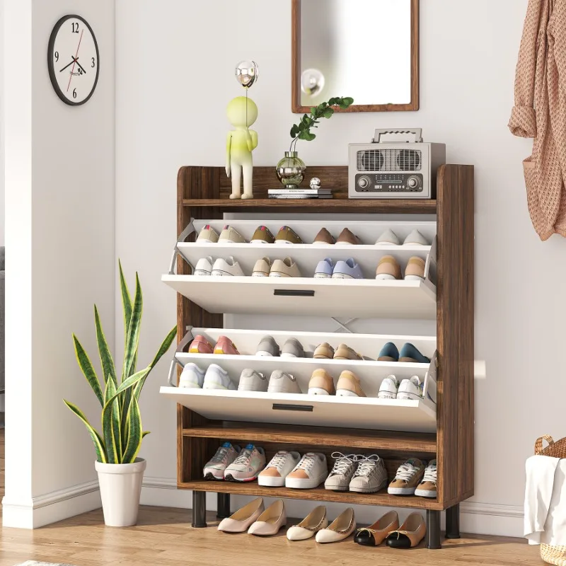 

Tipping bucket shoe cabinet household extremely narrow wardrobe simple plate entrance folding small apartment corridor integrate