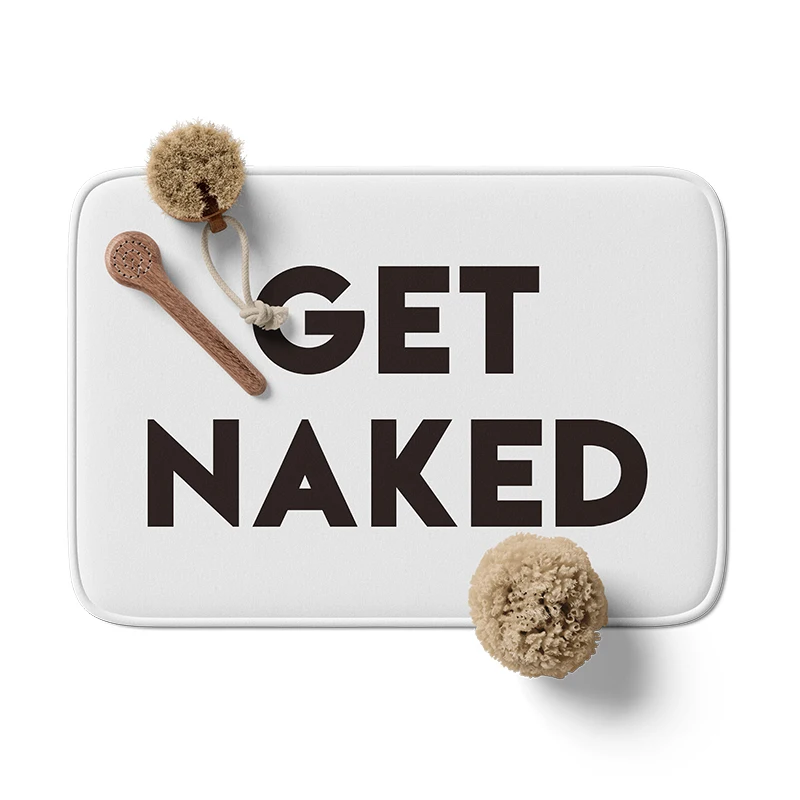 Gaslight Gatekeep Girlboss Get Naked in Black Funny Bath Mat Non Slip Absorbent Bathroom Rug Shower Carpet 60 x 40 cm