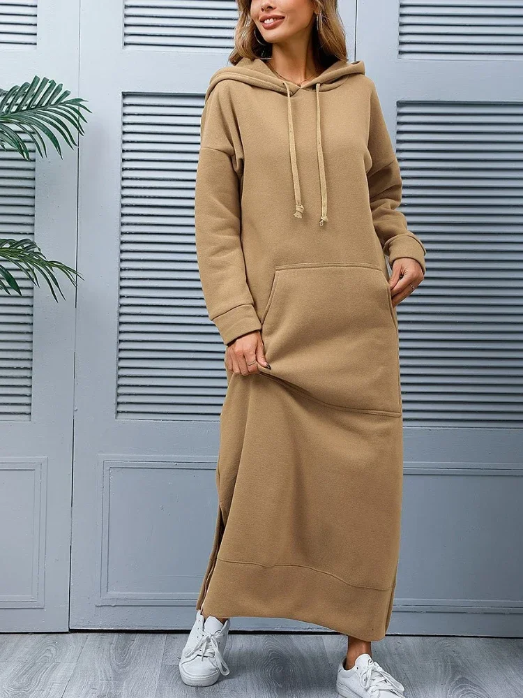 

Turkey Hooded Tracksuit Maxi Dress Women Muslim Arab Striped Jogging Sports Long Dress Walk Wear Musulman Islamic Clothing 4XL