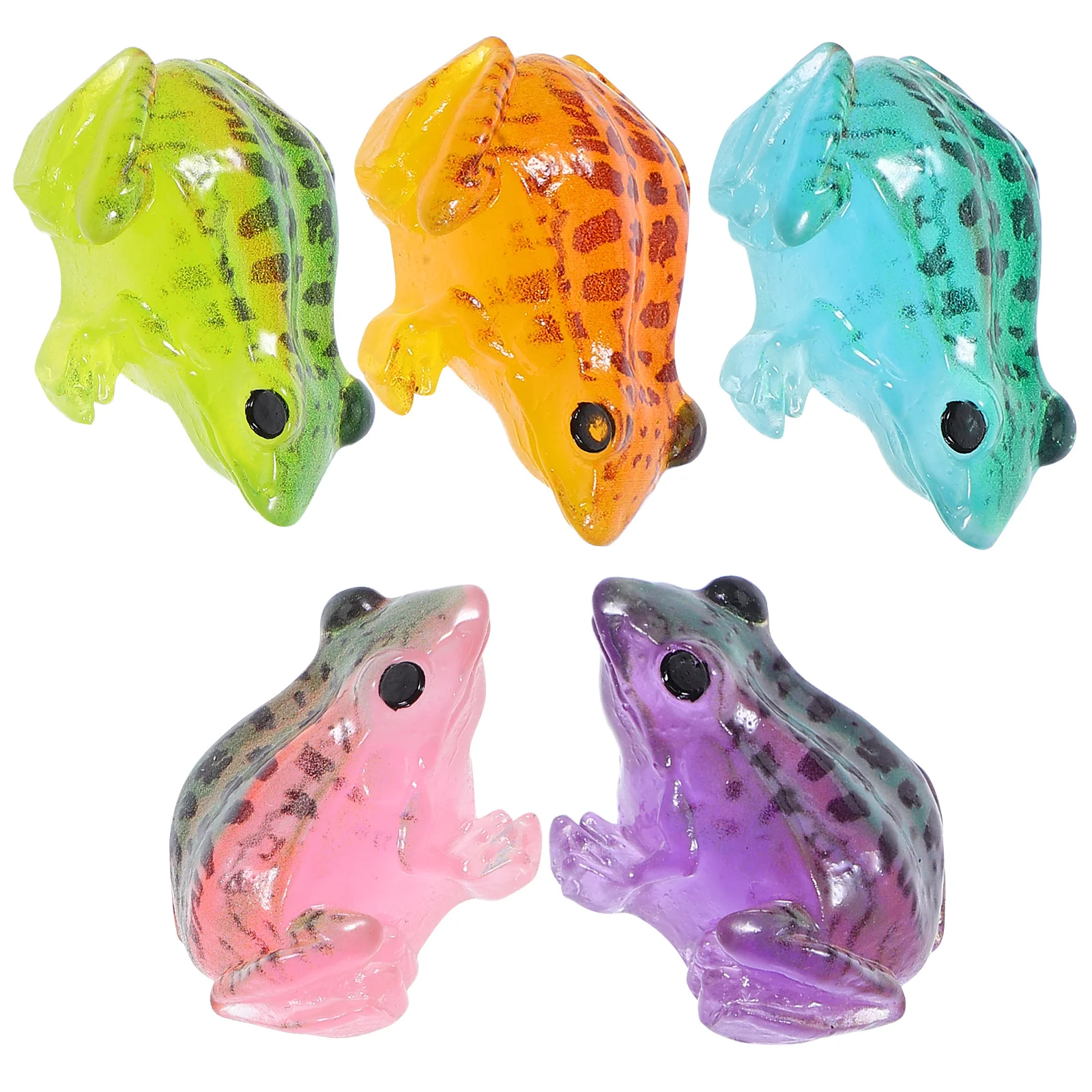 

5 Pcs Frog Figurine Pink Orange Blue Green Purple Resin Statue Home Frog Figurine Decor Office Garden Decor Accessories