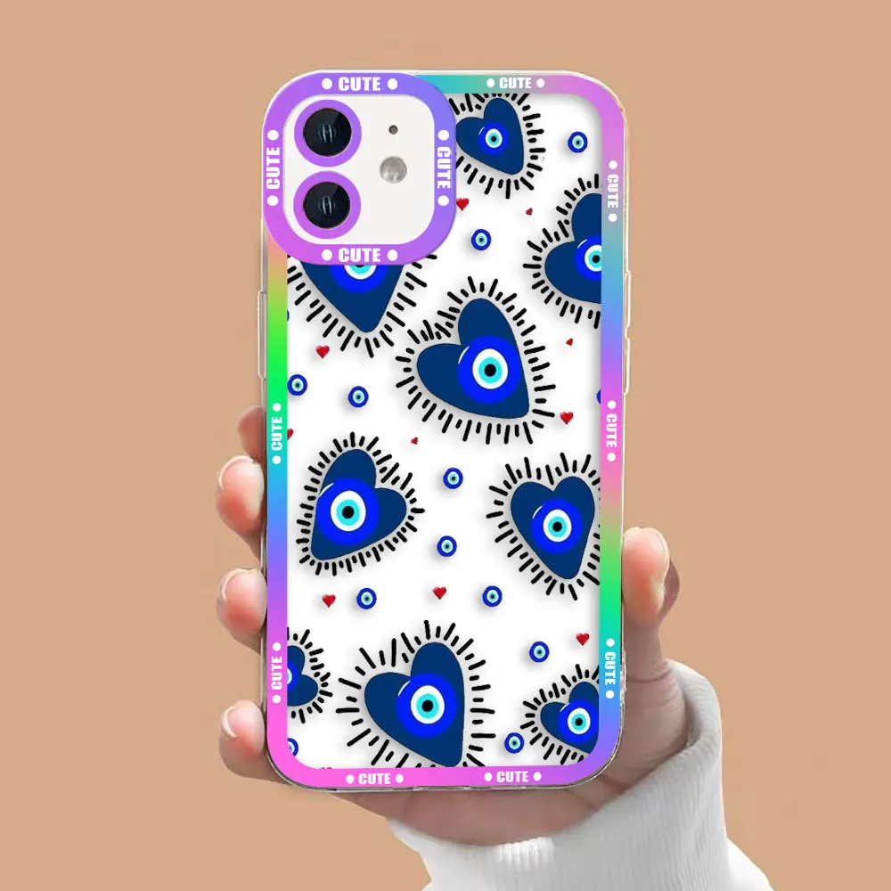 Divertente Lucky Blue Evil Eye Trasparente Cassa Del Telefono Per OPPO A98 A94 A92 A79 A78 A74 A60 A58 A57 A55 A53 A17 A16 A15 A9 A5 A3 A5X Caso