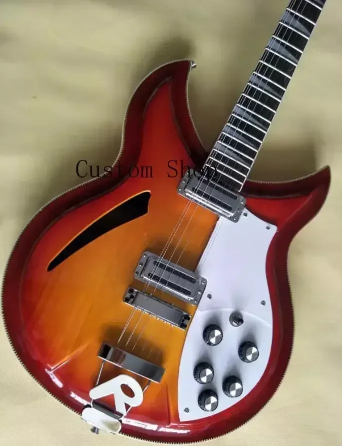 Custom RIC Fire Glo Vintage Sunburst 330 360 12 Strings Semi Hollow Body Electric Guitar Triangle MOP Fretboard Inlay