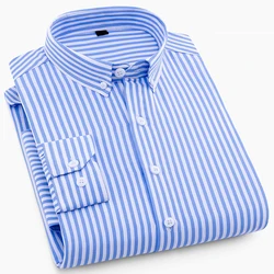 Men's  Fashion Plaid Striped Shirt Long Sleeve Oxford Shirt Men Regular Casual Business Men Shirt  Man Formal Tops MY206