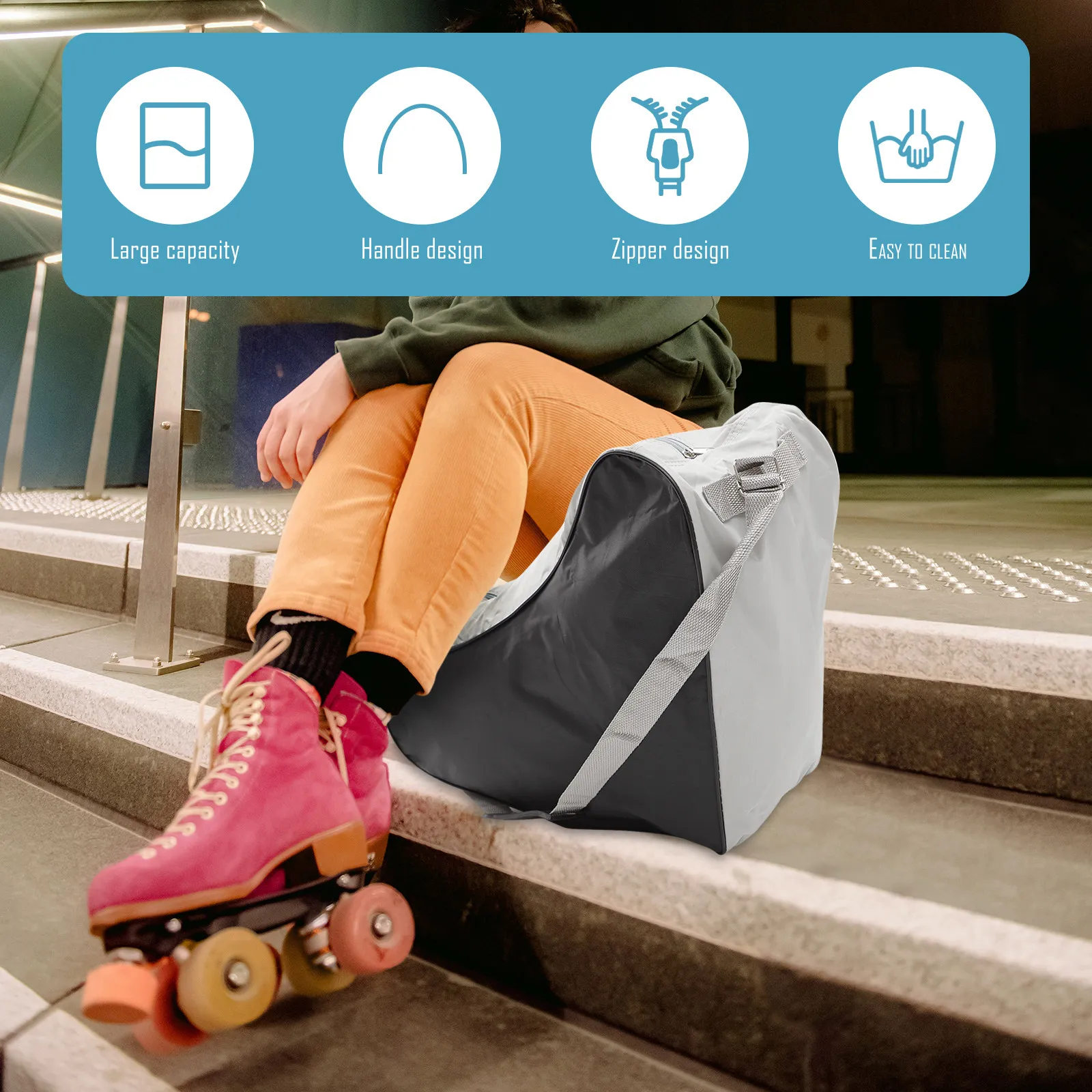 

Черная сумка для роликовых коньков, портативная треугольная сумка для хранения коньков, легкая, компактная, экологичная, прочная, в подарок