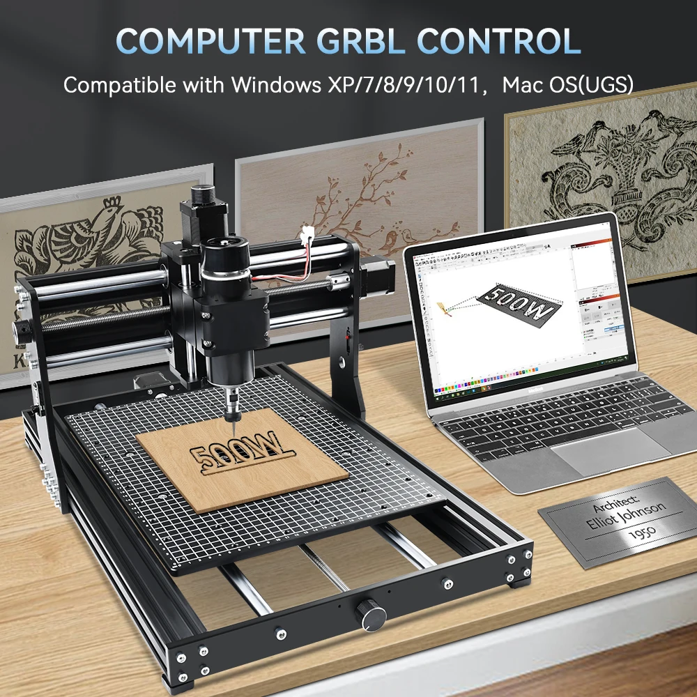 Imagem -04 - Mini Máquina de Gravura com Controlador Offline Atualizado Cnc Gravador a Laser Roteador de Madeira Fresadora Pcb Faça Você Mesmo ue 4030pro 3020plus