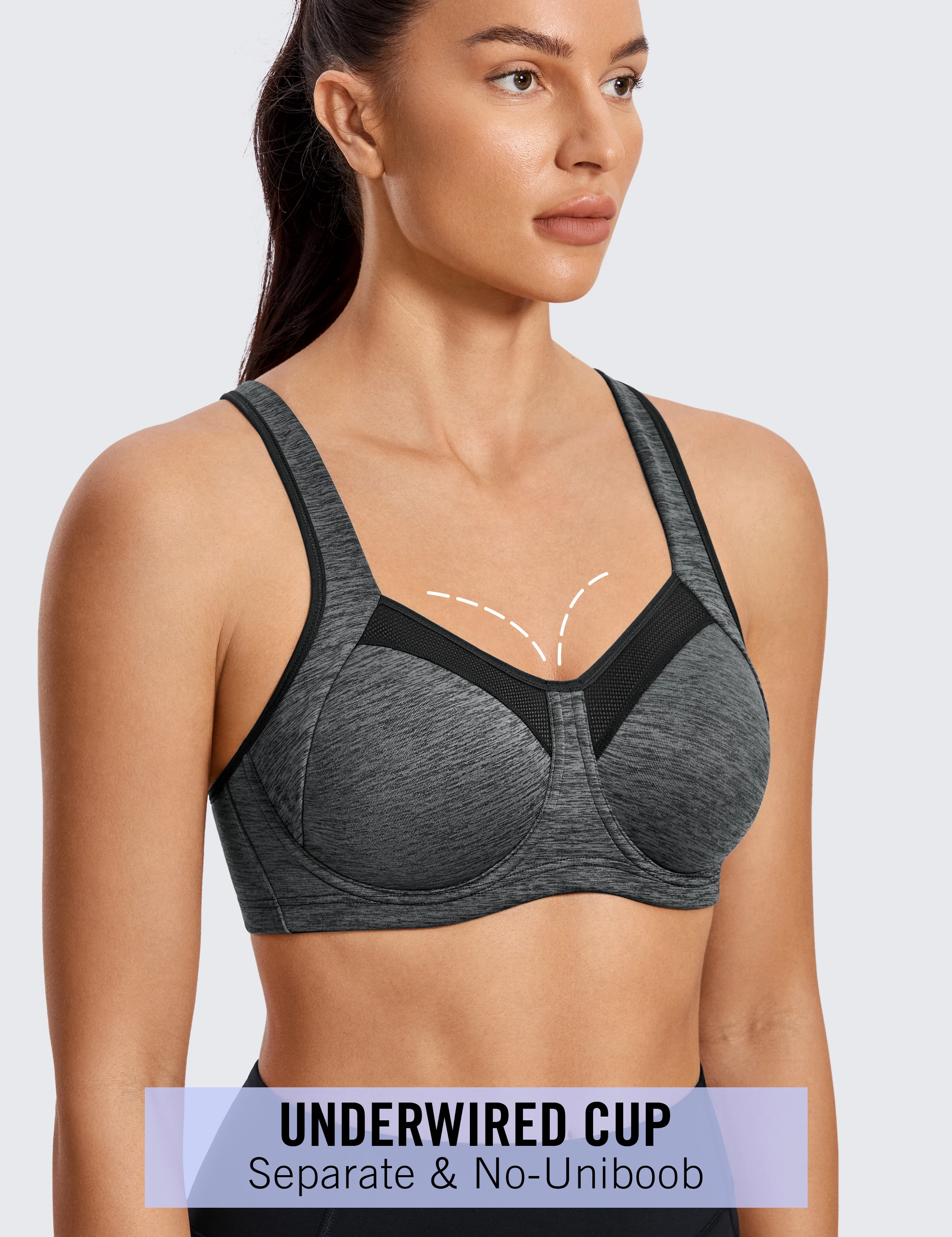 Women's Level 4 Support Non Padded Powerback Underwire Active Bra