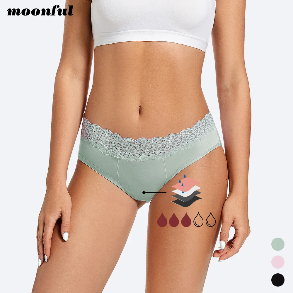 

Women Leak Proof Menstrual Cycle Panties Cotton Menstruation Underwear Lace Waist Period Panties Abundant Flow Menstrual Brief